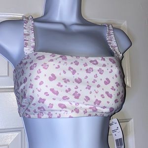 Forever 21 White & Pink Cheetah Print Bikini Top // Size: XL